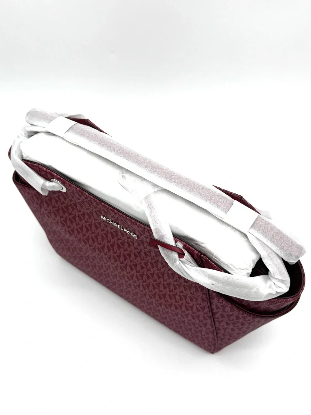 Michael Kors Jet Set Large Signature Logo Shoulder Bag - Maroon